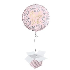 Pink Diamond Bride to Be Round Foil Helium Balloon - Inflated Balloon in a Box