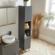 image 3 of Bathroom Tall Storage Cabinet Open Shelving Unit 2 Door Tallboy | Grey
