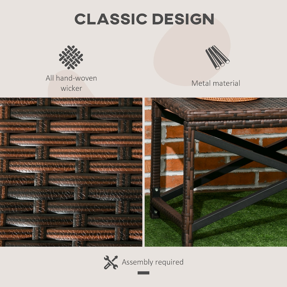 image 1 of Outsunny PE Wicker Outdoor Coffee Table, Rattan Side Table w/ Plastic Board