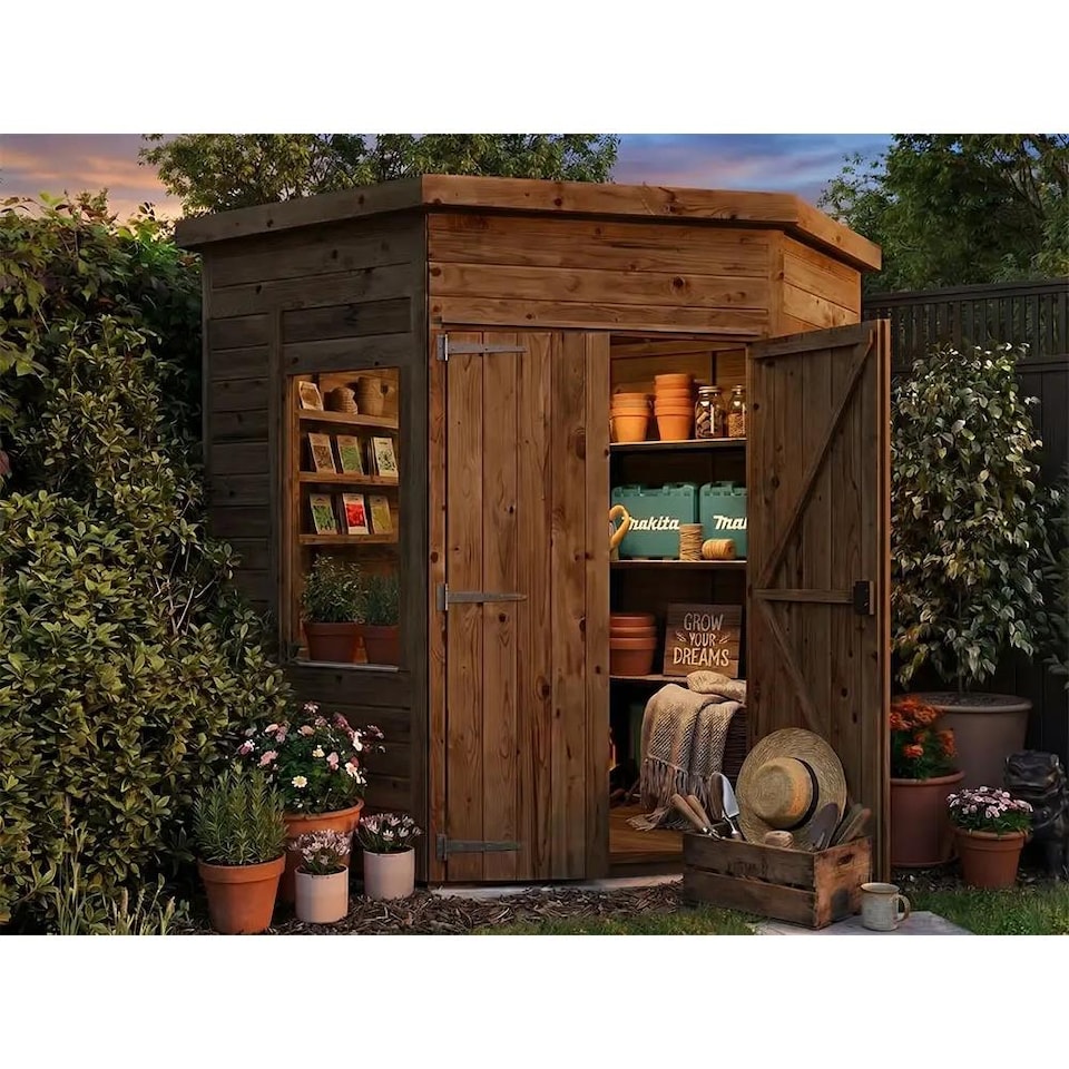 image 1 of Dunster House Overlord Corner Shed W6' x D6' / W1.8m x D1.8m, Superfelt Included