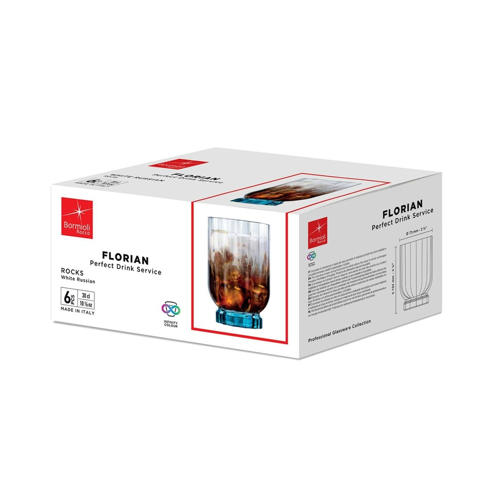 image 1 of Bormioli Rocco Florian Whisky Glasses - 300ml - Blue - Pack of 6 Blue