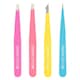 image 2 of Brushworks 4 Piece Combination Tweezer Set - Neon