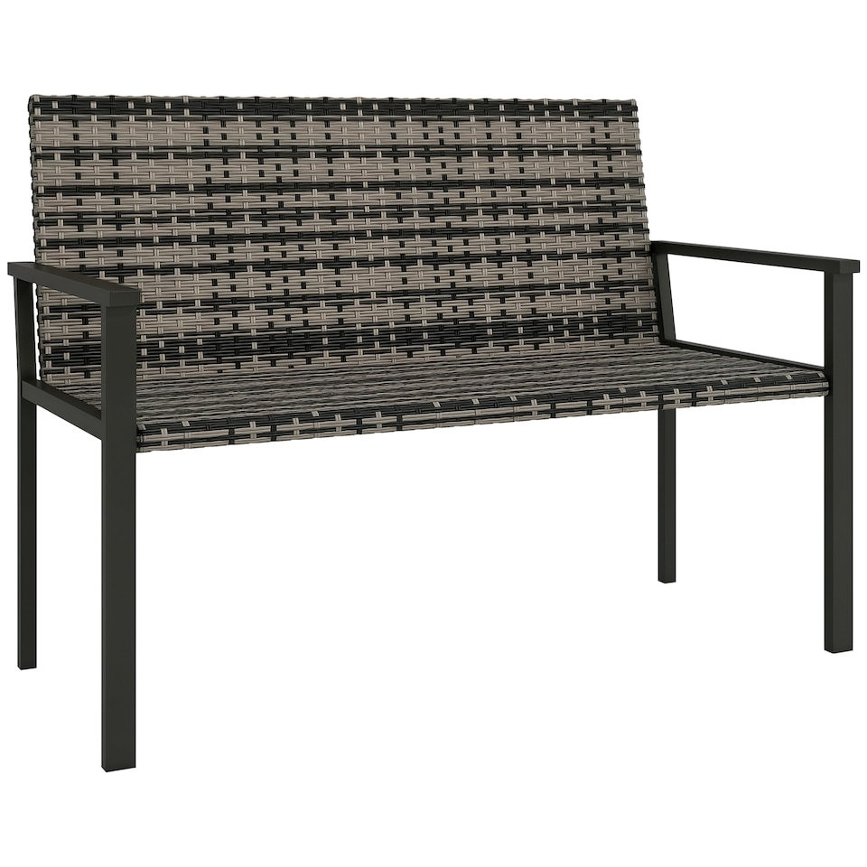 image 1 of Outsunny Rattan Garden Bench Loveseat with Quick-Drying Padding 