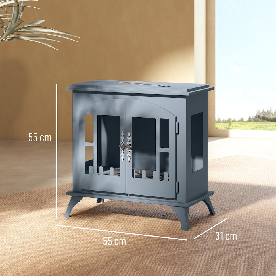 image 1 of HOMCOM Freestanding Ethanol Fireplace Stove, Bioethanol Fire with Stainless Steel Flame Snuffer, 0.9L Tank, 3 Hours Burning Time for Indoor, Grey | Grey