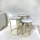 image 3 of Set Of 3 Gold Nesting Tables With Faux Marble Top White