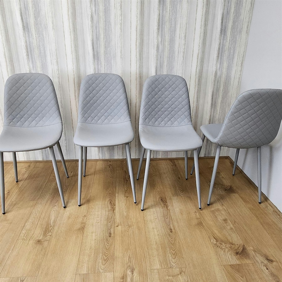 image 1 of Dining Chairs Set of 4 Grey Leather Kitchen Chairs Grey