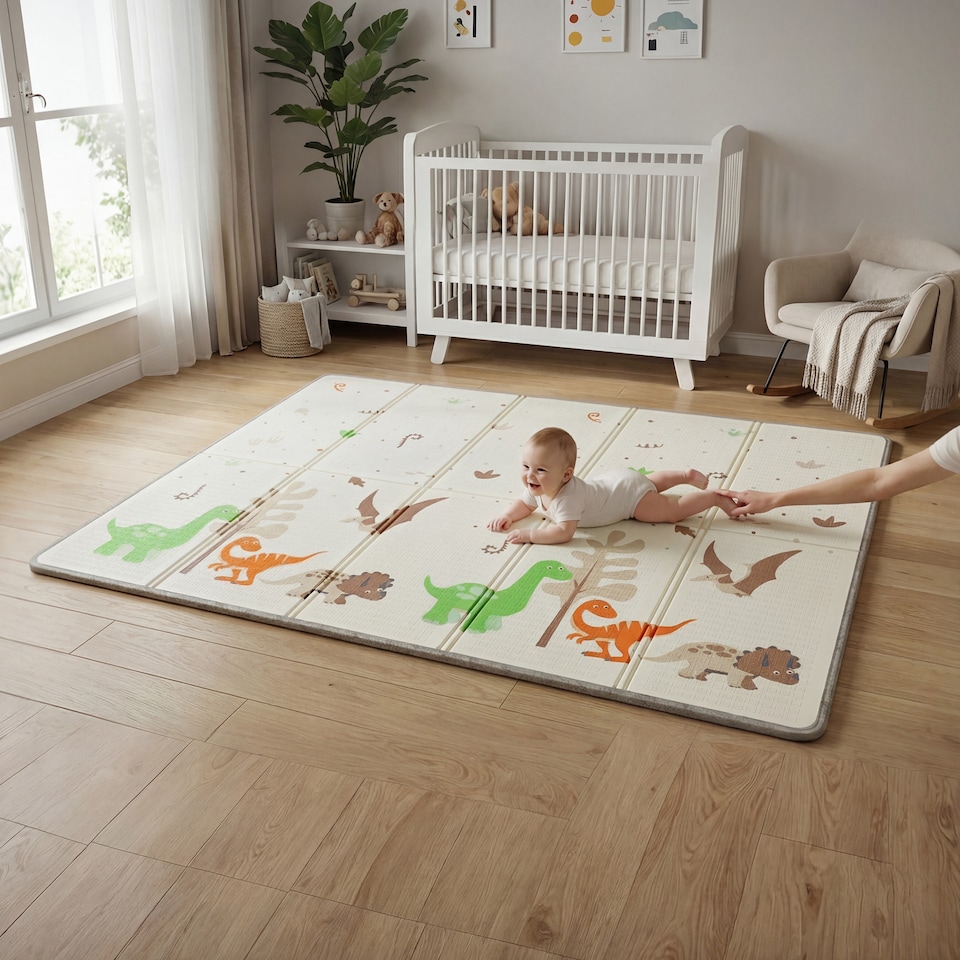 image 1 of Kids Dinosaur Play Tent and Play Mat Set