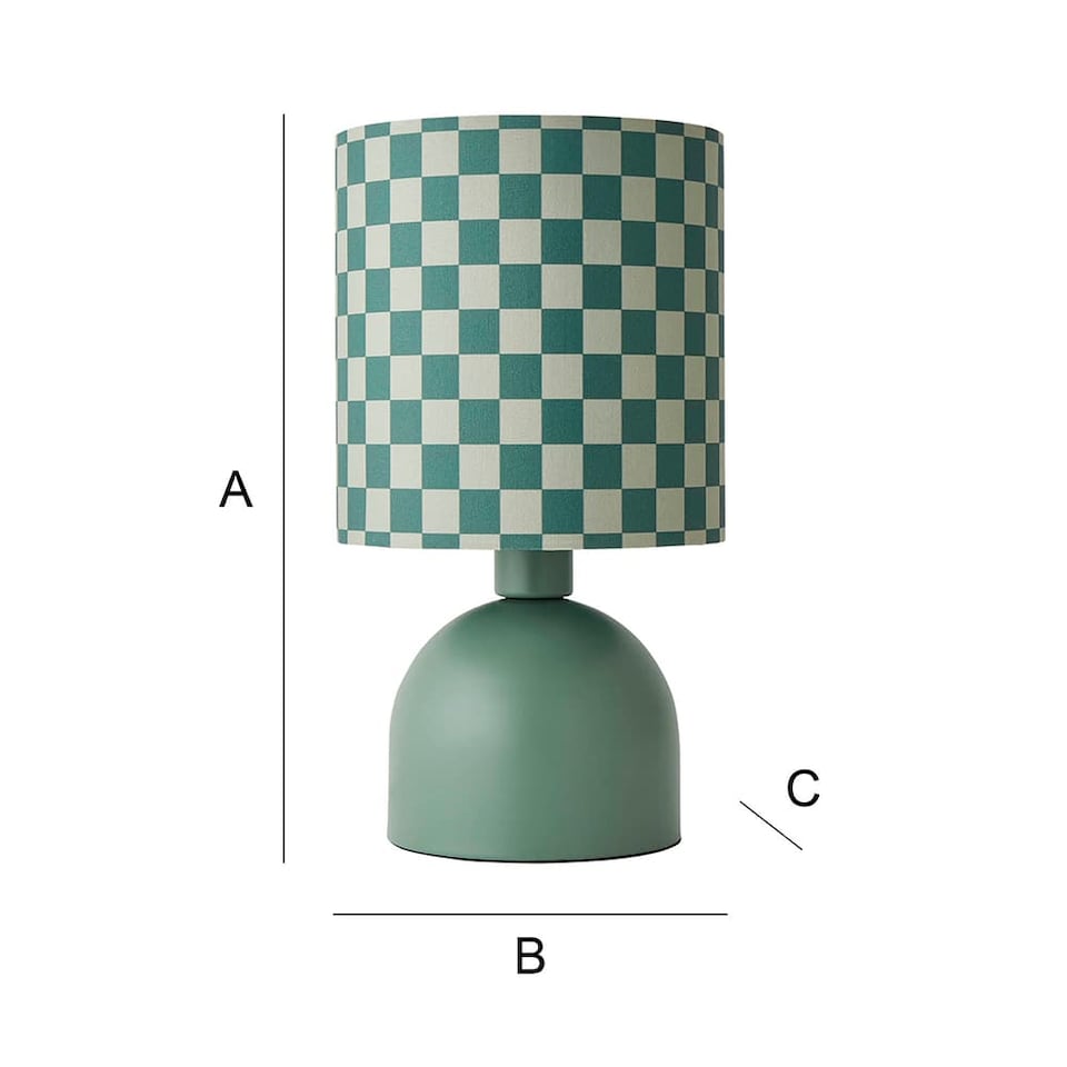 image 1 of ValueLights Miley Green Checkerboard Shade Green Table Lamp and Bulb
