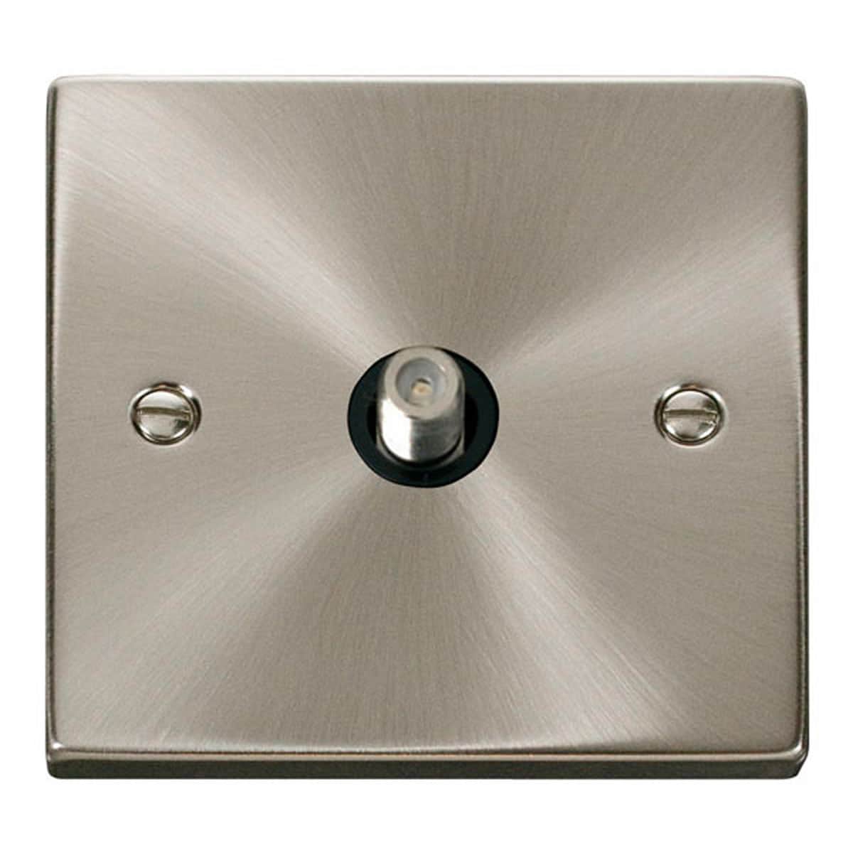 SE Home Satin / Brushed Chrome Satellite Socket 1 Gang in Metallic Silver