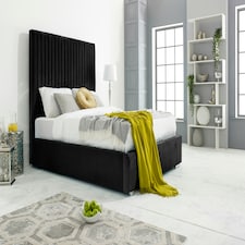 Merki Plush Single Bed Frame - Black