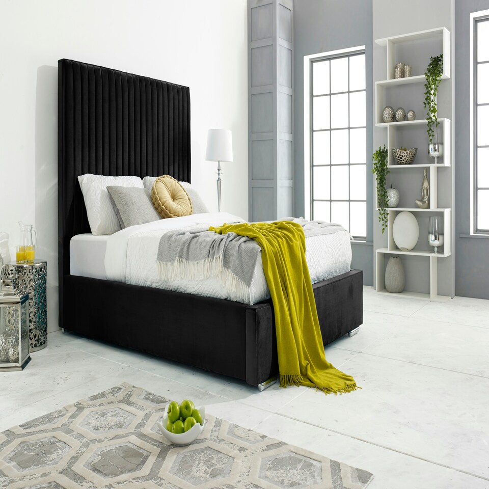 Merki Plush Single Bed Frame - Black