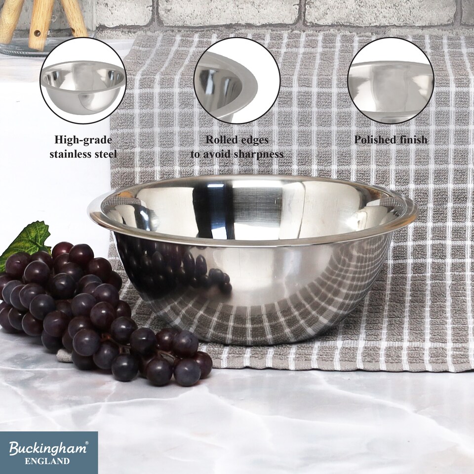 image 1 of Buckingham Premium Stainless Steel Deep Salad Mixing Bowl 24 cm , 2.3 Litre