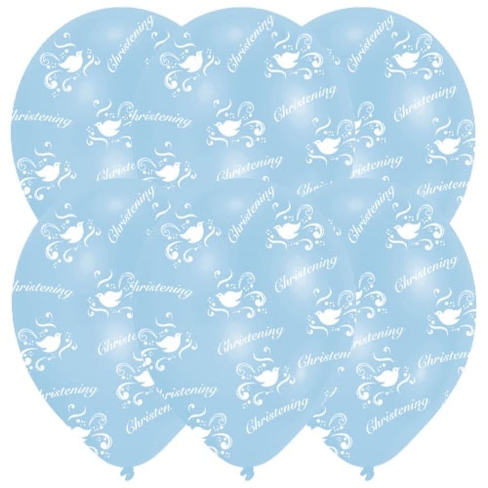 Christening Boy Latex Balloons 28cm / 11 in - Pack of 6