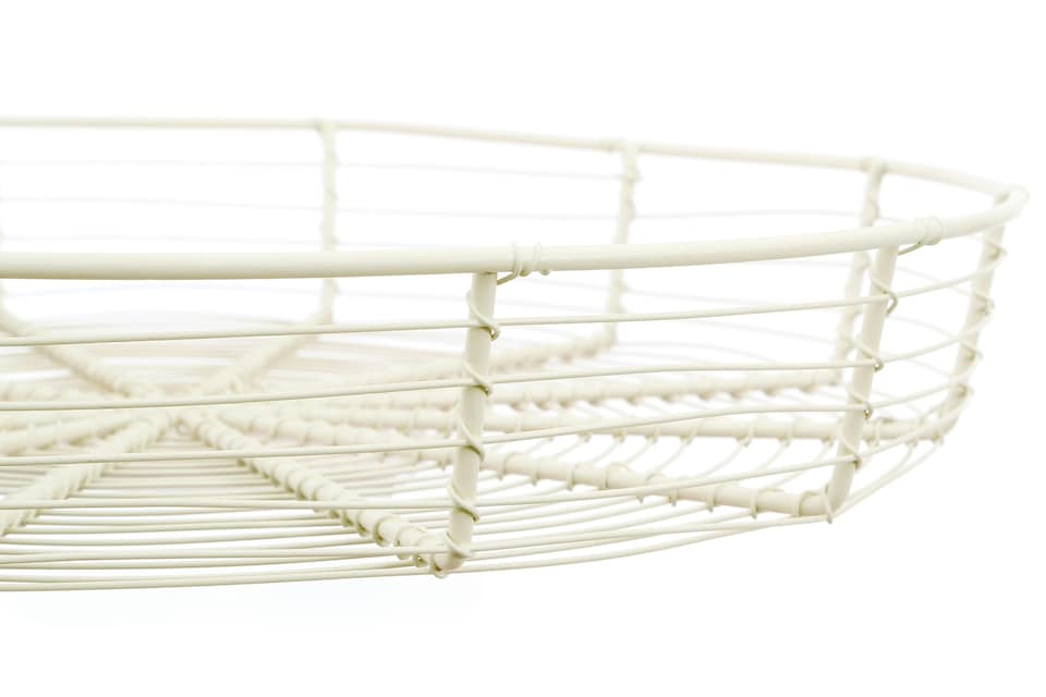 image 1 of Interiors By Premier Chic Cream Wire Bread Basket, Rustic Design Wire Bread Basket For Dining Table, Durable Round Wire Basket