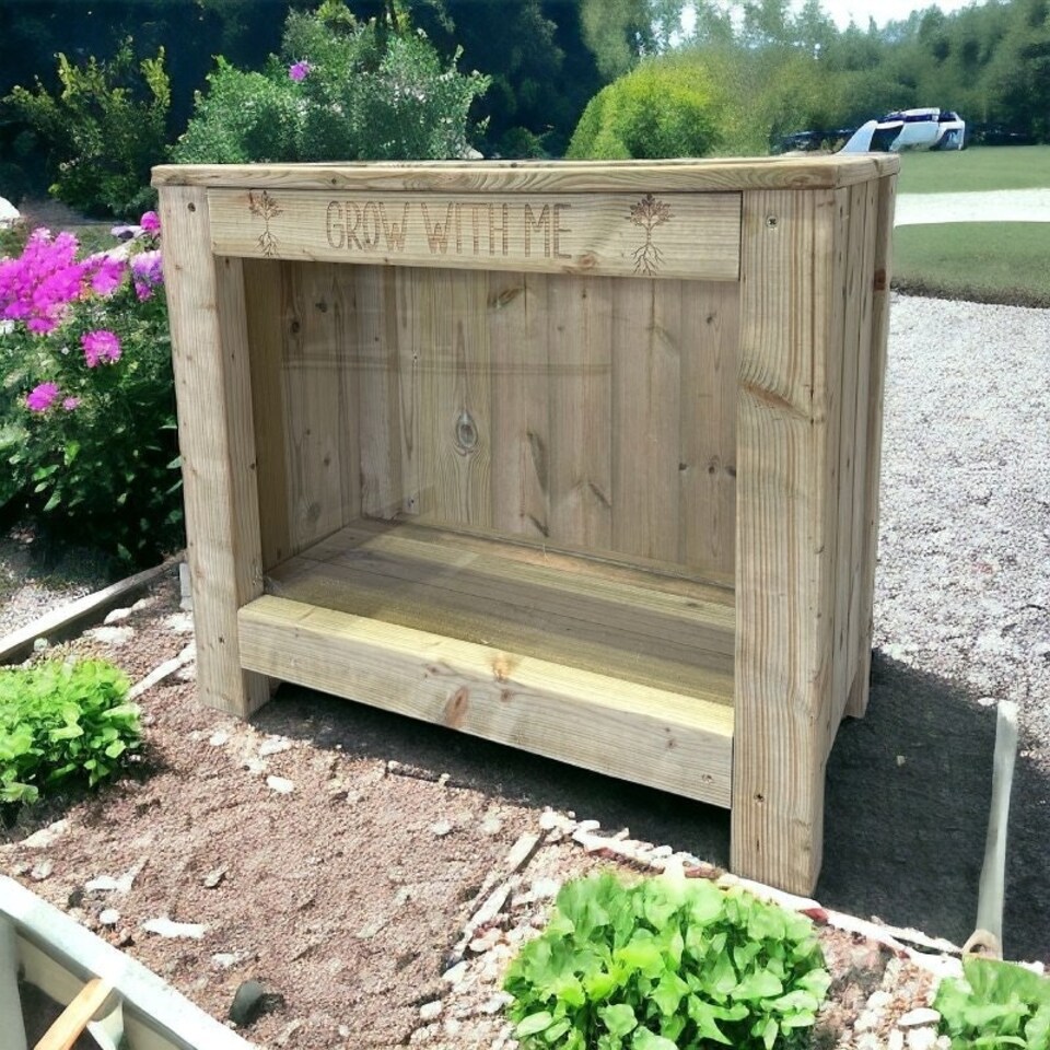 image 1 of Grow with Me Educational Garden Planter - Pressure Treated Wood - L70 x W62 x H35 cm Brown