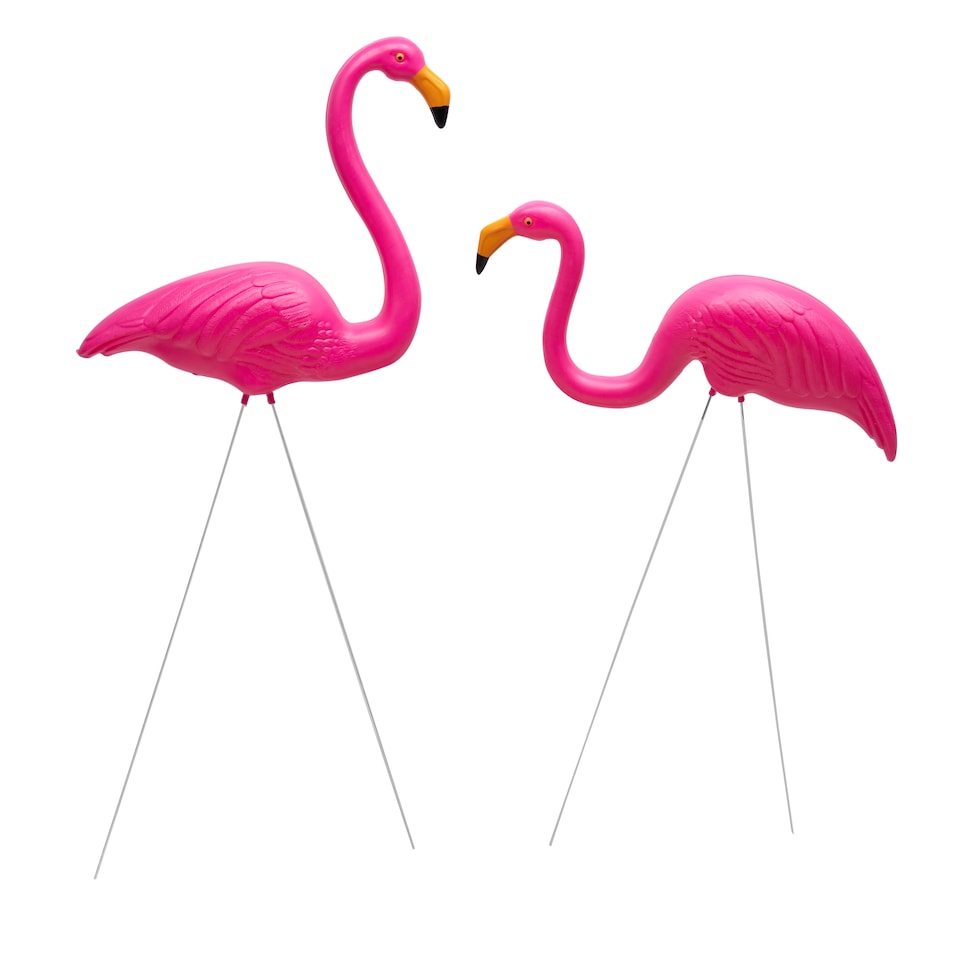 image 1 of Garden Flamingo Pair Ornaments with Ground Spikes Decor Durable PE Weatherproof