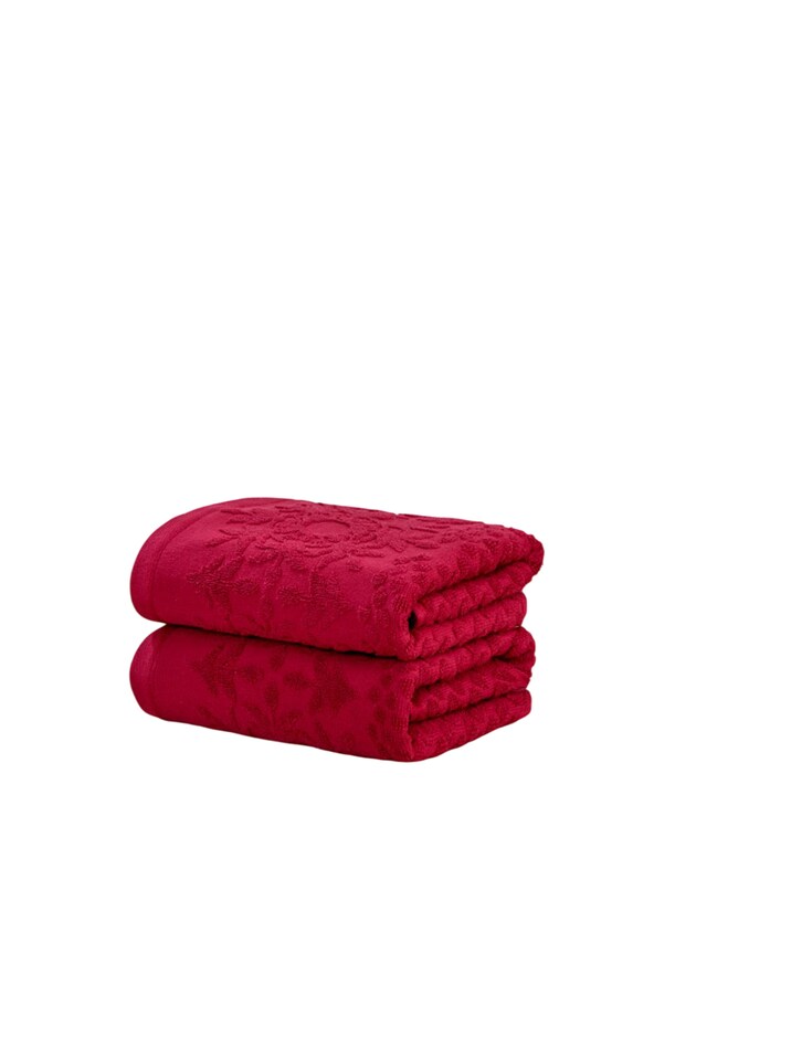 image 1 of Versailles Jacquard Cotton Towels Soft and Absorbent | Red | Bath sheet