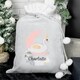 image 3 of Personalised Swan Lake Luxury Silver Grey Pom Pom Sack