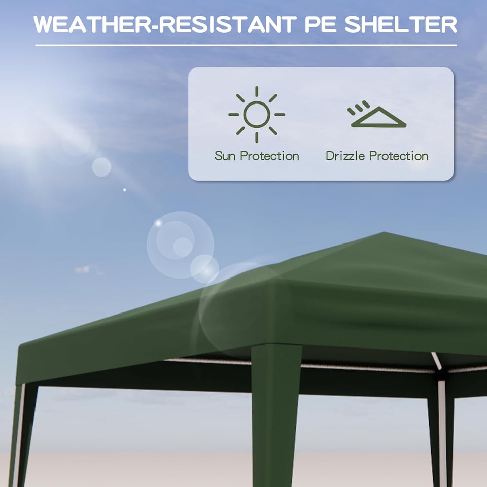 image 1 of Alivio 3 x 3m Patio Pop Up Gazebo, Outdoor Party Wedding Tent Canopy (Green)