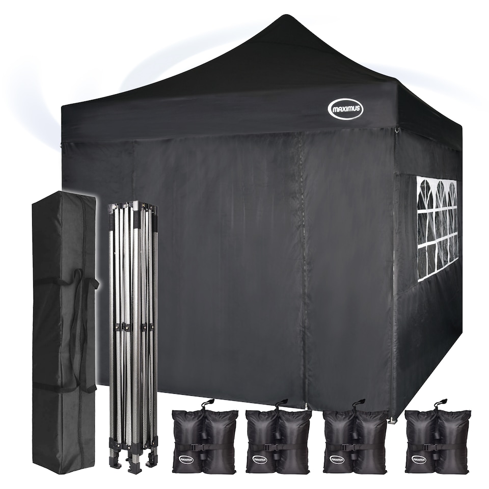 image 1 of Maximus 3 x 3m Heavy Duty Pop up Gazebo With Removable Sides | Black | Black