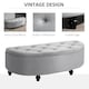 image 6 of HOMCOM Semi-Circle Ottoman Storage Bench, Bed End Bench, Tufted Upholstered Window Seat Footrest Stool with Rubberwood Legs for Bedroom & Entryway, 120 x 46 x 42 cm, Light Grey | Grey | 1