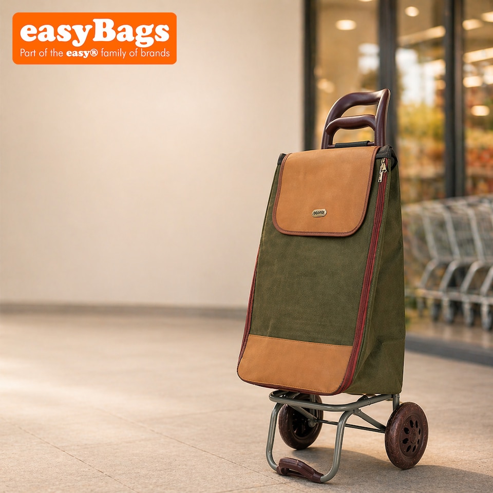 image 1 of 2 Wheel Faux Leather Lightweight Foldable Shopping Trolley 30 x 39 x 60 cm
