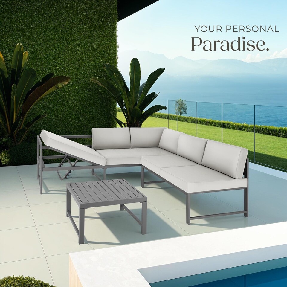 image 1 of Garden Lounge Set Faro Corner Sofa Outdoor Aluminium