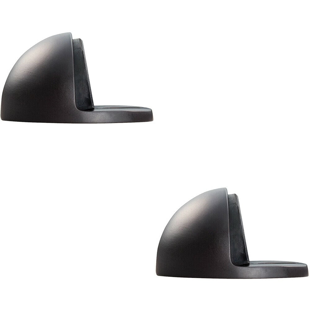 Loops 2x Floor mounted Oval Doorstop 44 x 22mm Matt Bronze Half Moon Stopper