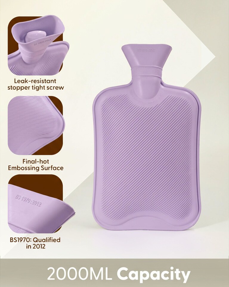 image 1 of Keplin Fluffy Faux Fur Hot Water Bottle 2 Litre with Hand Warming Cover