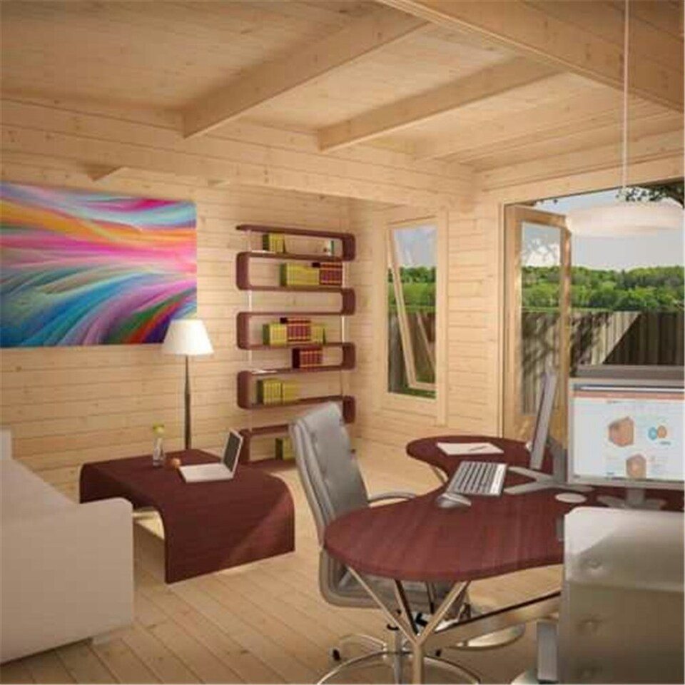 image 1 of 16ft x 14ft (4750mm x 4150mm) Horsforth "The Utah" 44mm Log Cabin With 3 Windows