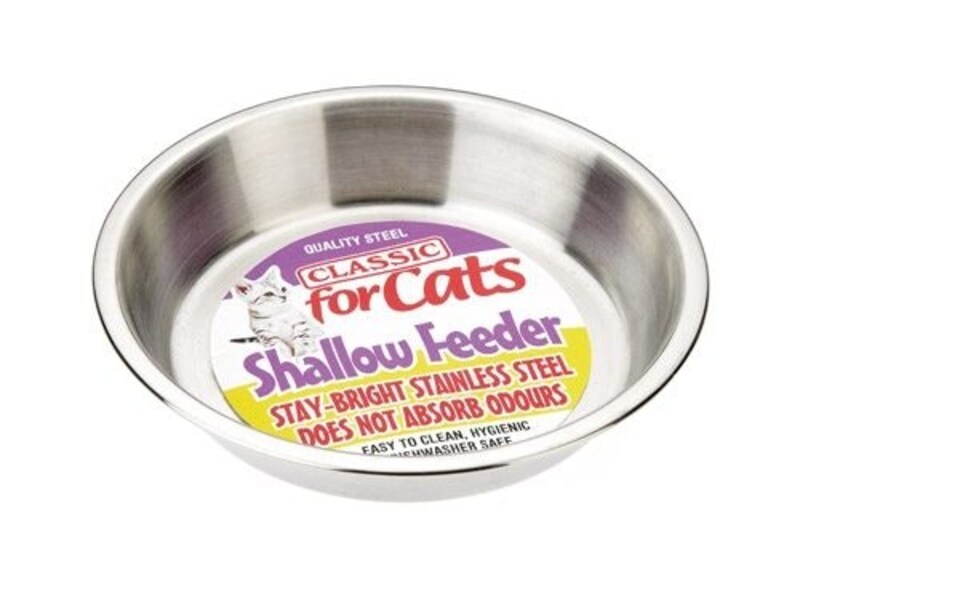 Classic Stainless Steel Shallow Cat Dish 500ml (155mm Dia) - Pack of 12