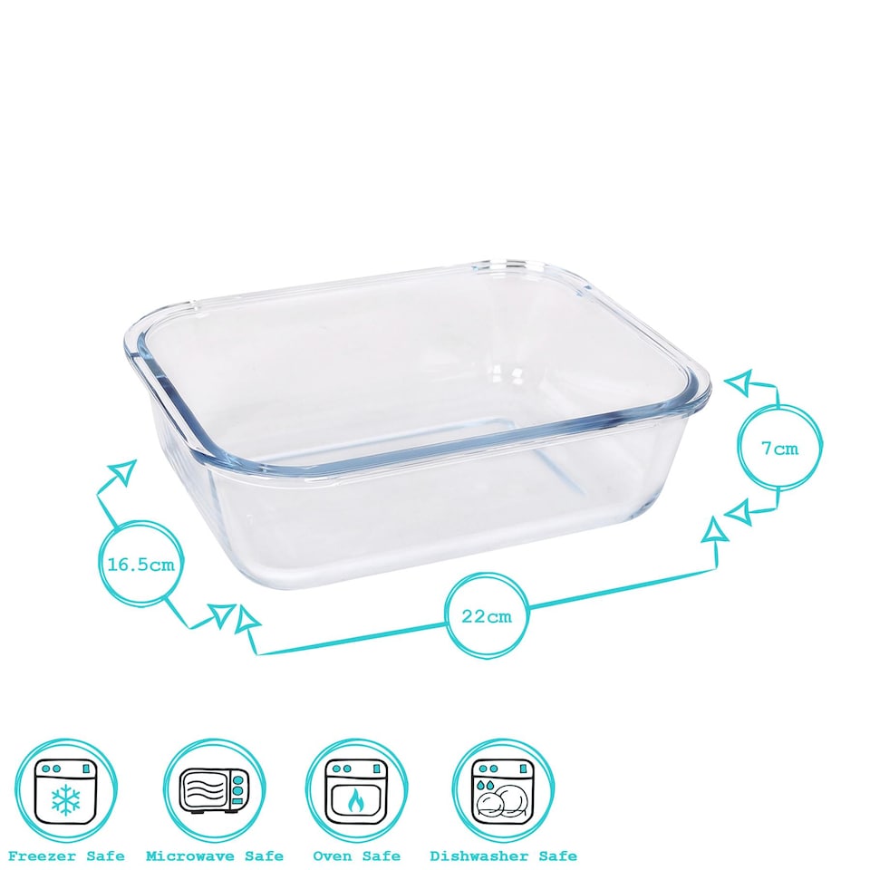 image 1 of Argon Tableware Rectangular Glass Cake Dishes - 22cm x 16.5cm - Pack of 2 | Clear | Clear | 22cm x 16.5cm