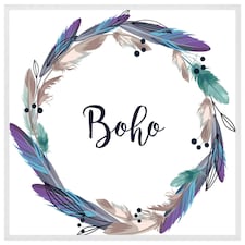 Boho style wreath feathers (Picutre Frame) White | M