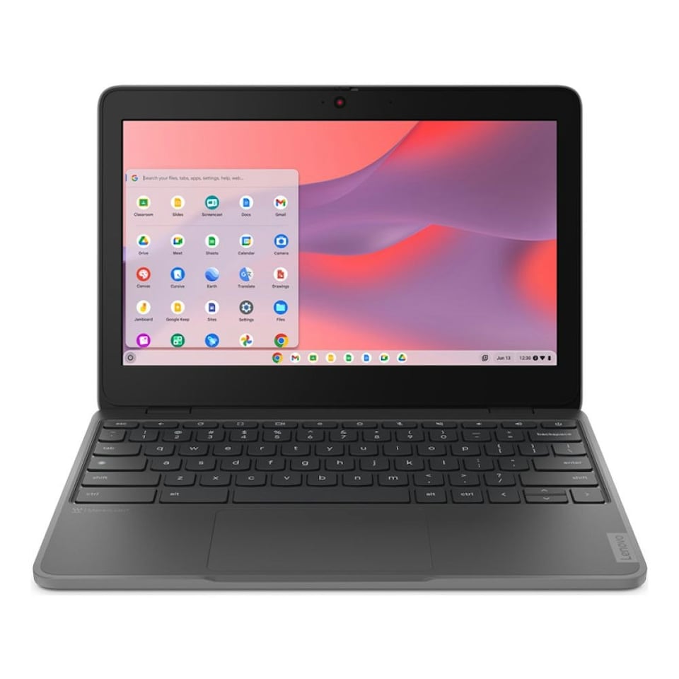 image 1 of Lenovo 100e Chromebook MediaTek 520 4GB RAM 32GB eMMC 11.6 inch ChromeOS Laptop - Grey - 82W00003UK