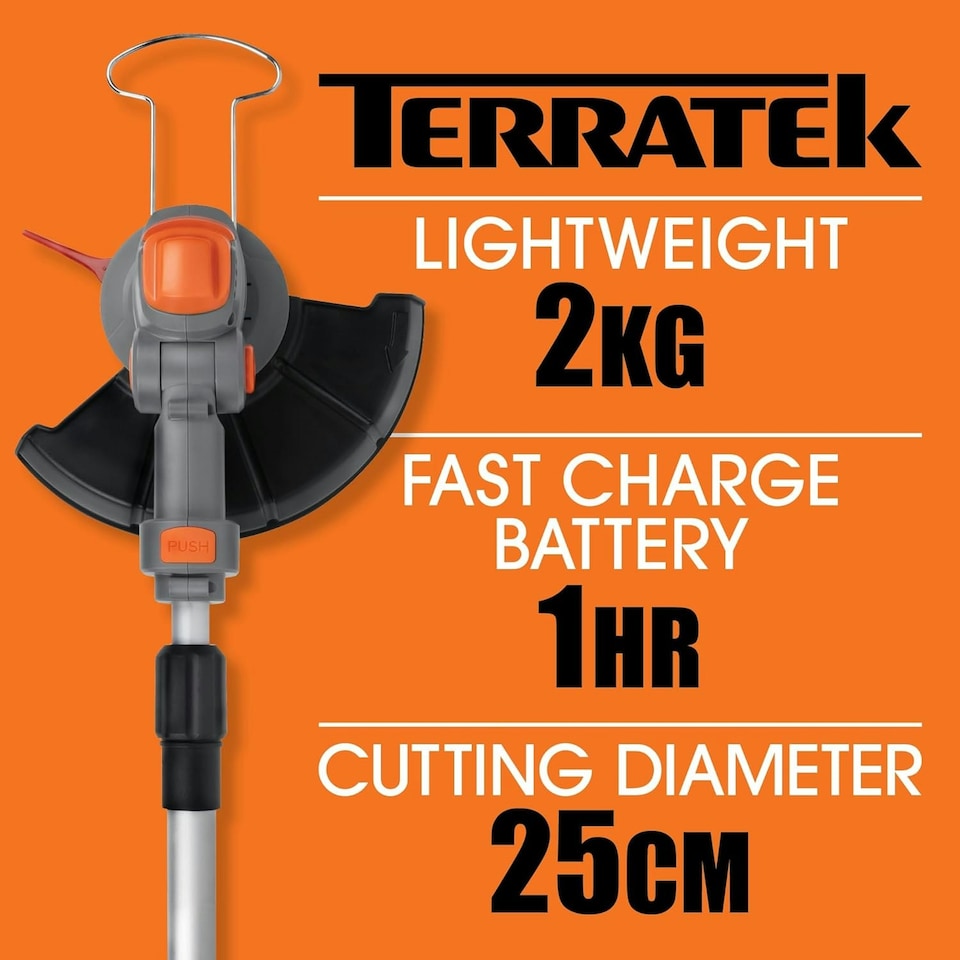 image 1 of Terratek 20V Cordless Grass Trimmer 2-in-1 Strimmer with Blades, Spool & Fast Charge | Grey | Grey | 1