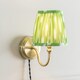 image 5 of ValueLights Neely Plug Antique Brass Wall Light Green Pleat Shade | Green