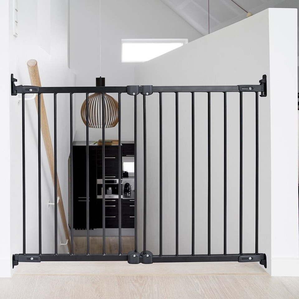 image 1 of Safetots Solution for Up and Down Staircases, Black, Multi Panels, up to 128cm, and, Screw Fit Gate, 67cm - 105.5cm