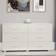 image 1 of Lido 3+3 Drawer White Gloss Wide Chest of Drawers - White High Gloss Bedroom Storage with Matte Silver Handles | White | White | 1