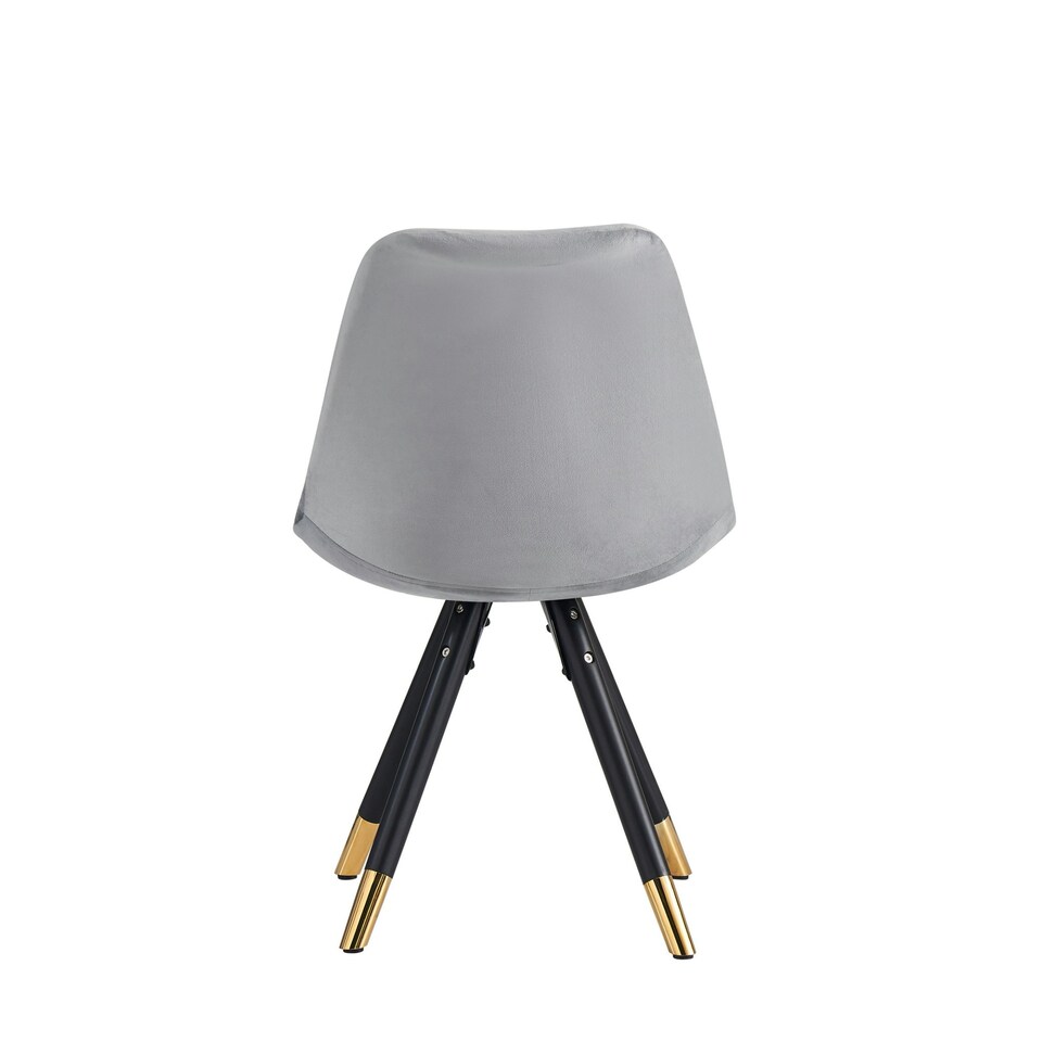 image 1 of Set of 6 Sofia Ergonomic Modern Dining Chairs Upholstered in Velvet, Metal Legs with Gold End Tips Grey | Light Grey