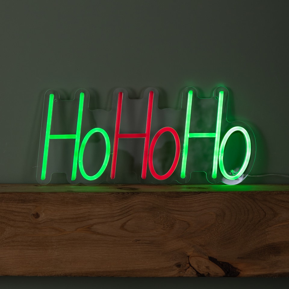 image 1 of 40cm x 18cm Light up Ho Ho Ho Christmas Neon Flex Hanging Sign