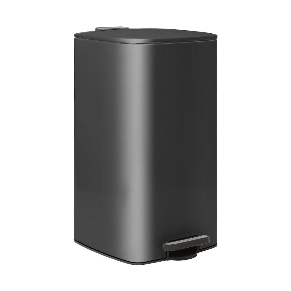 image 1 of Harbour Housewares Square Stainless Steel Kitchen Pedal Bin - 30L - Black | Black | Black