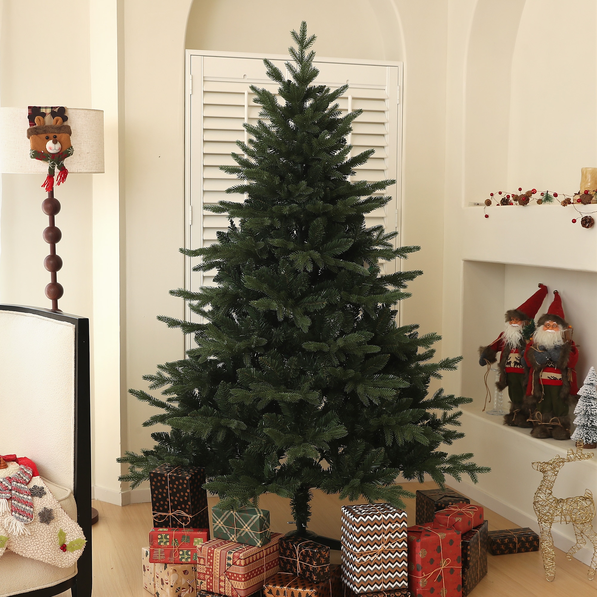 HOMCOM 6ft Artificial Spurce Christmas Tree with 1696 Branch Tips and Foldable Steel Base, Realistic Hinged mas Tree for Home Office, Green