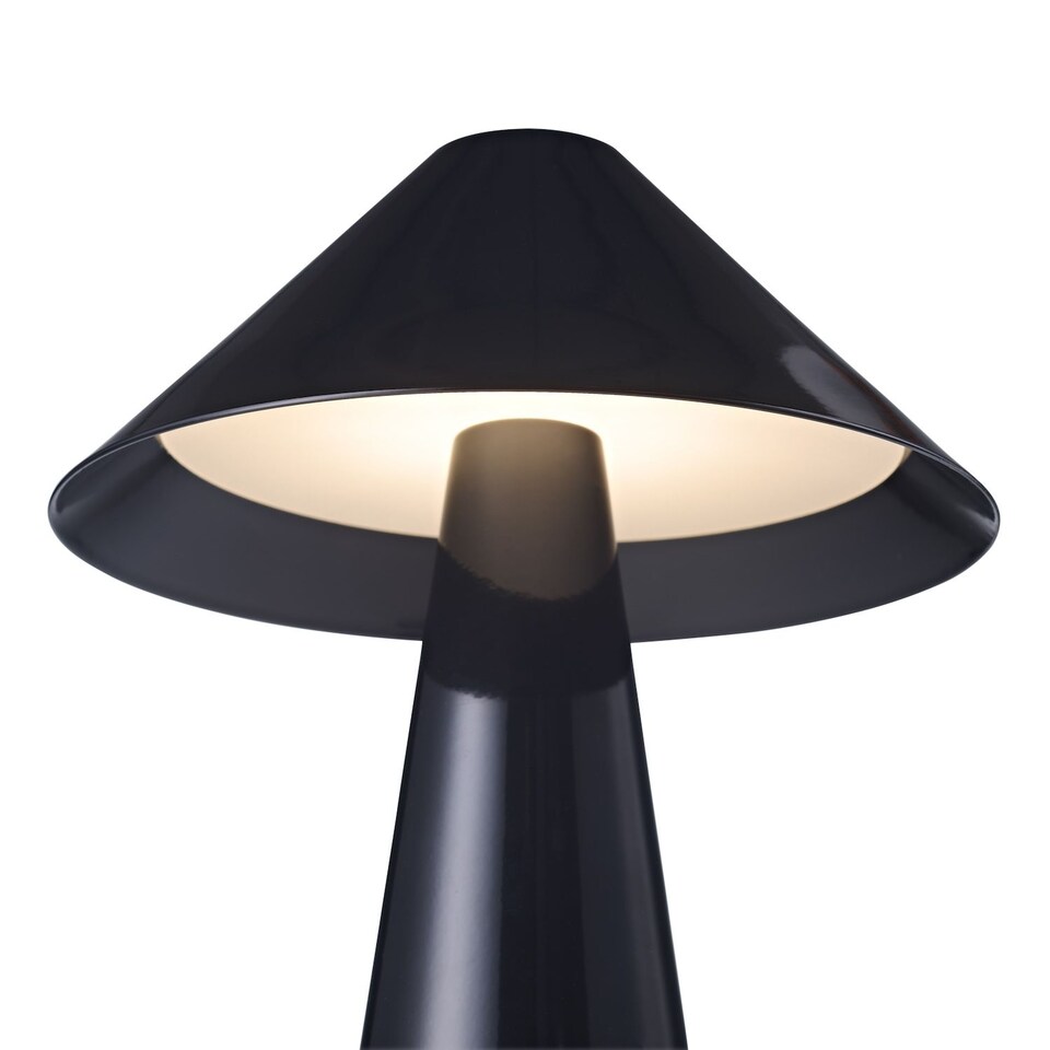 image 1 of Gloss Black Rechargeable Touch Dimmable Table Lamp with Matching Metal Shade | Black | Black | 1