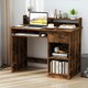 image 6 of COSTWAY Computer Desk Workstation w/Display Shelf Brown