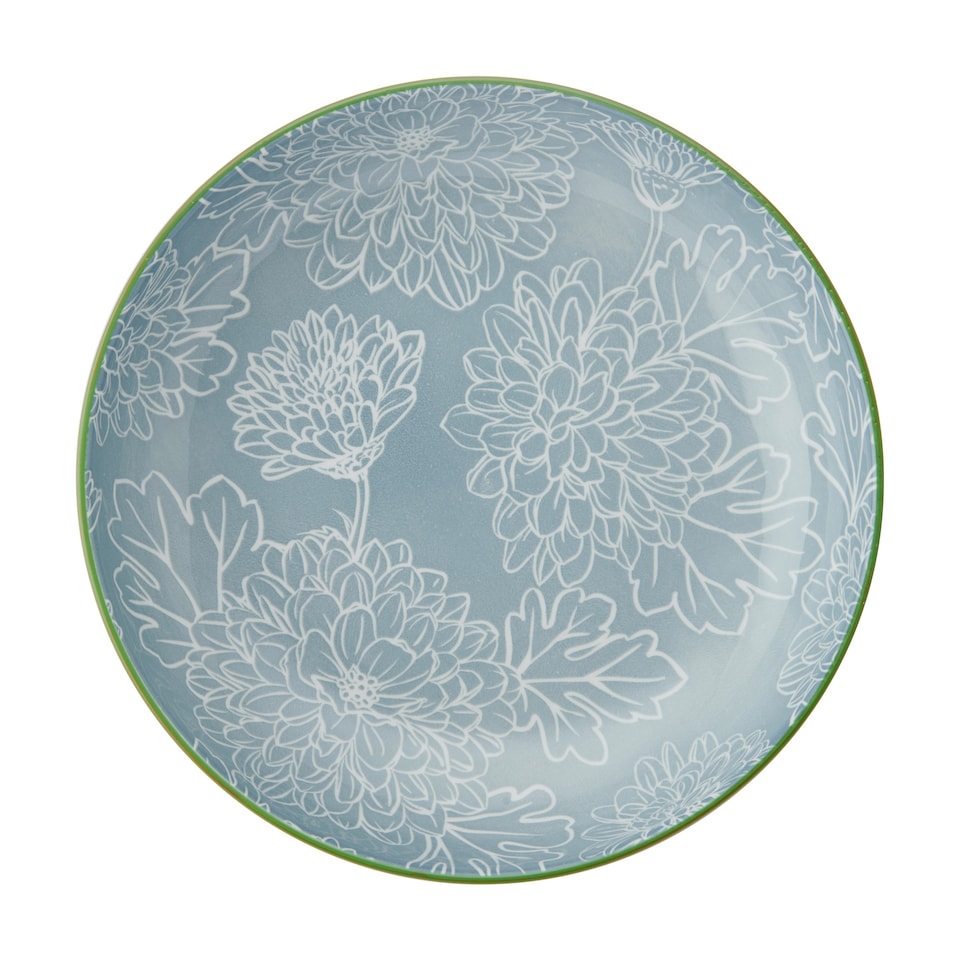 image 1 of Mikasa Set of 4 Grey Floral Stoneware Pasta Bowls