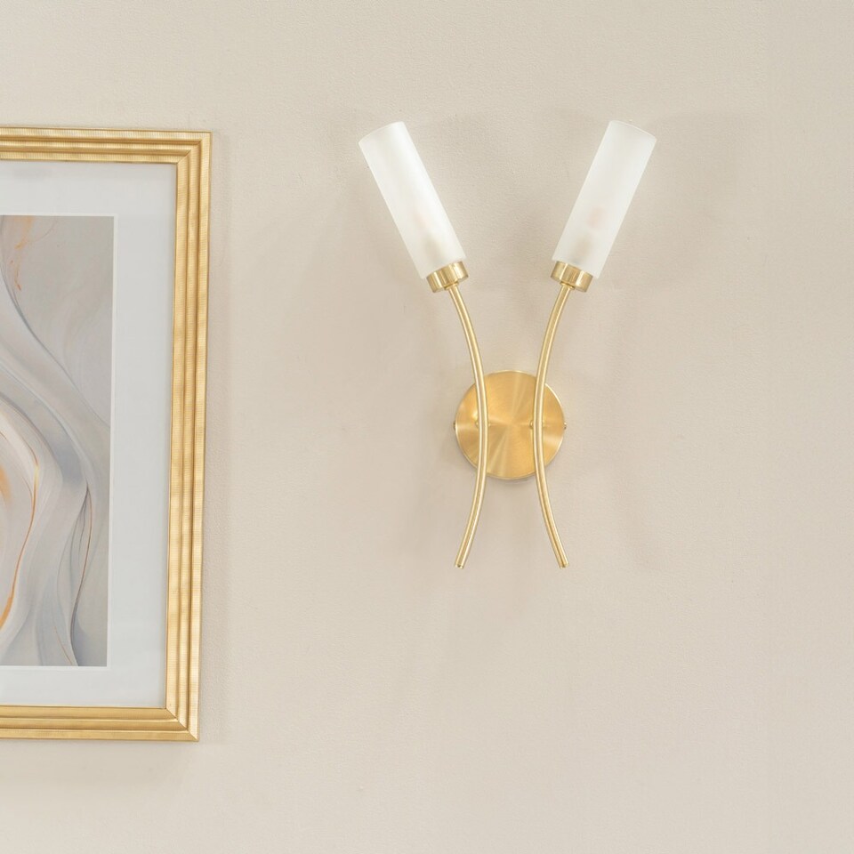 image 1 of ValueLights Maya Pair Brushed Gold 2 Arm Wall Light | Gold