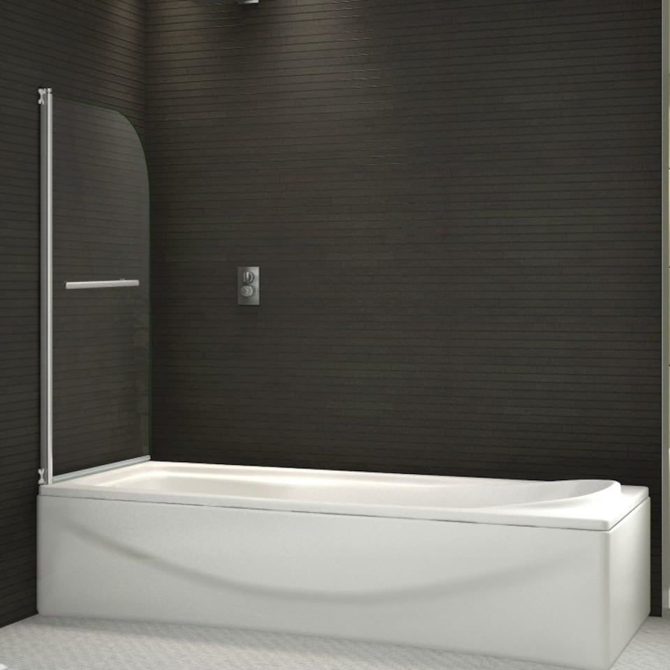 image 1 of 800x1400mm 180 Pivot Shower Bath Screen Tempered Glass Door Panel With Towel Rail Chrome