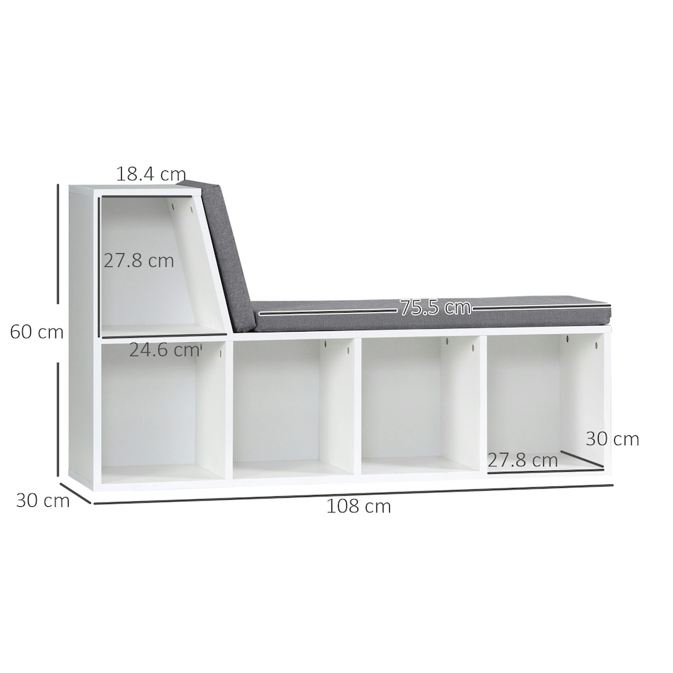image 1 of HOMCOM 2 Tier Bookcase w/ Removable Cushions Storage Cabinet for Living Room