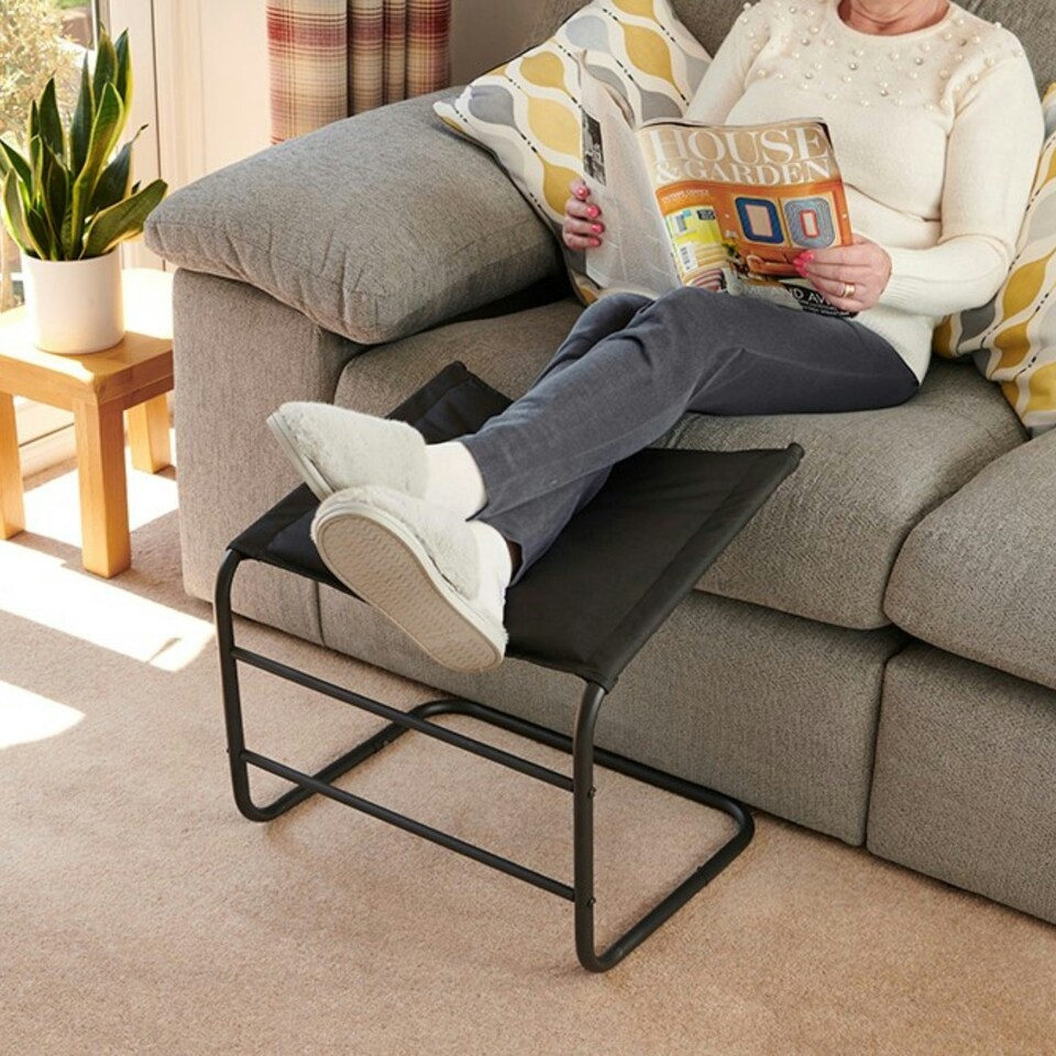 image 1 of Greenhurst Black Footrest with Steel Frame – Angled Leg Support for Comfort, Circulation & Relaxation Black