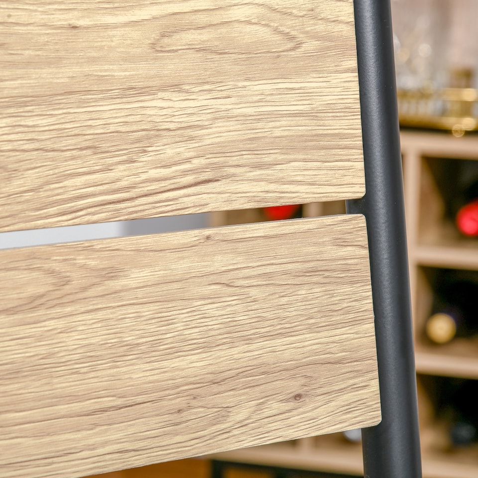 image 1 of HOMCOM 3 Pieces Compact Dining Table 2 Chairs Set Wooden Metal Legs Bistro Cafe Kitchen Breakfast Bar Home Furniture, Light Wood Grain